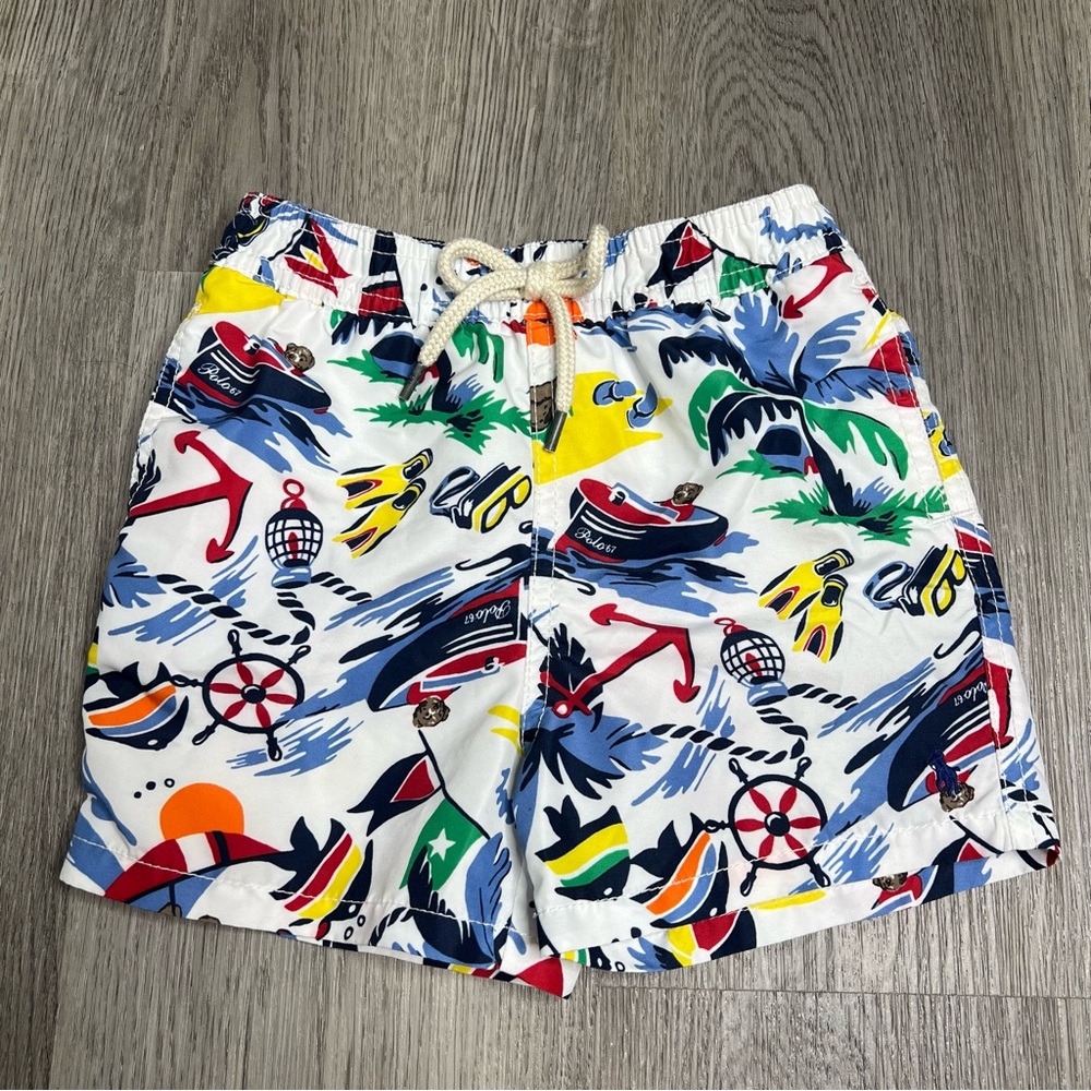 Ralph Lauren Nautical Anchor Polo Bear Boats Bathing Suit Swim Trunks 24m Baby‎